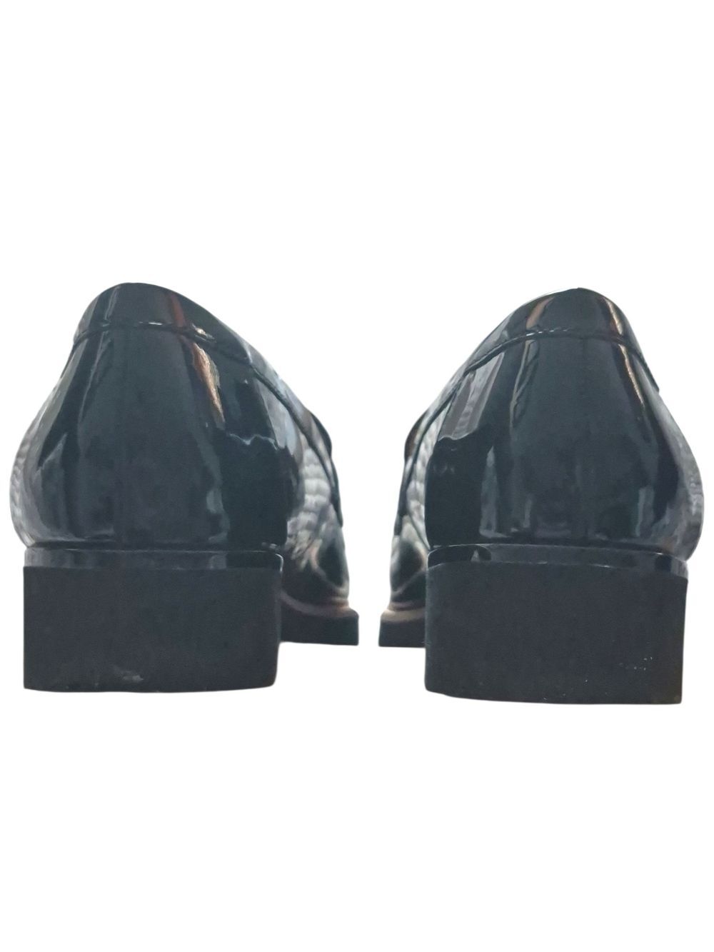 Black Patent Leather Tassel Lug Sole Loafers Chunky Platform 8.5M Academia Fall - Picture 6 of 7